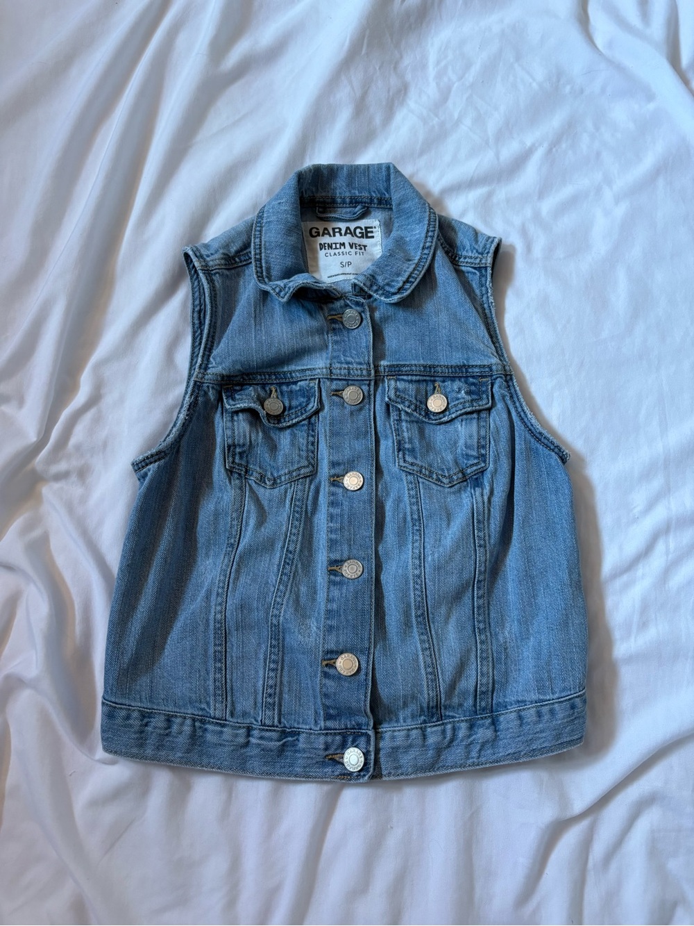 Y2K Garage Light Blue Distressed Denim Vest